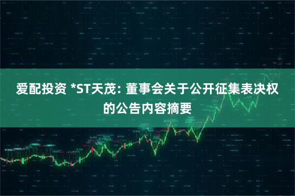 爱配投资 *ST天茂: 董事会关于公开征集表决权的公告内容摘要