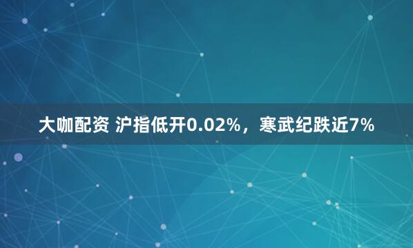 大咖配资 沪指低开0.02%，寒武纪跌近7%